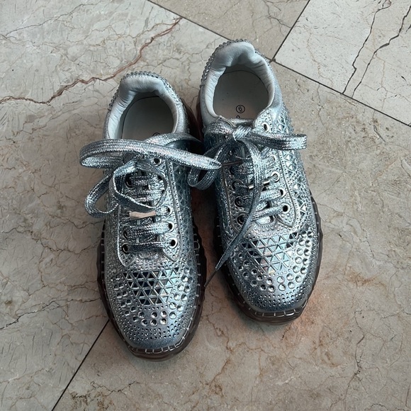 La Sheelah Diamond Sparkle Jelly Platform Sneakers - Picture 1 of 16